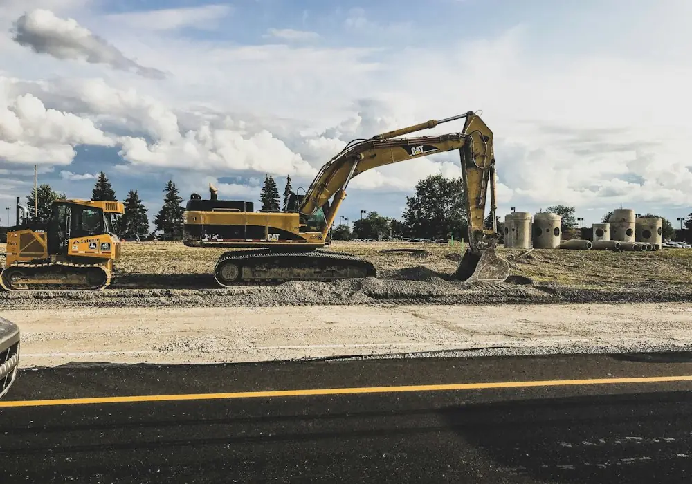 Excavator operating at an earthworks site