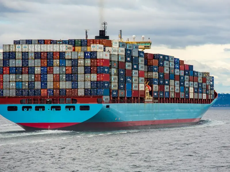 Container ship at sea during daylight